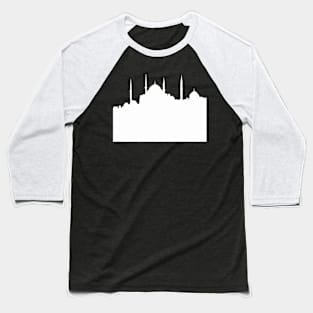 Istanbul Cityscape White Silhouette Baseball T-Shirt